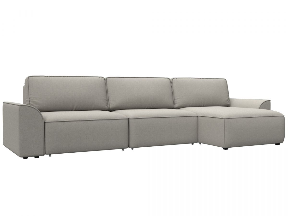 128484 Диван угловой Лига-048 НПБ лонг | рогожка | амур 02 бежевый