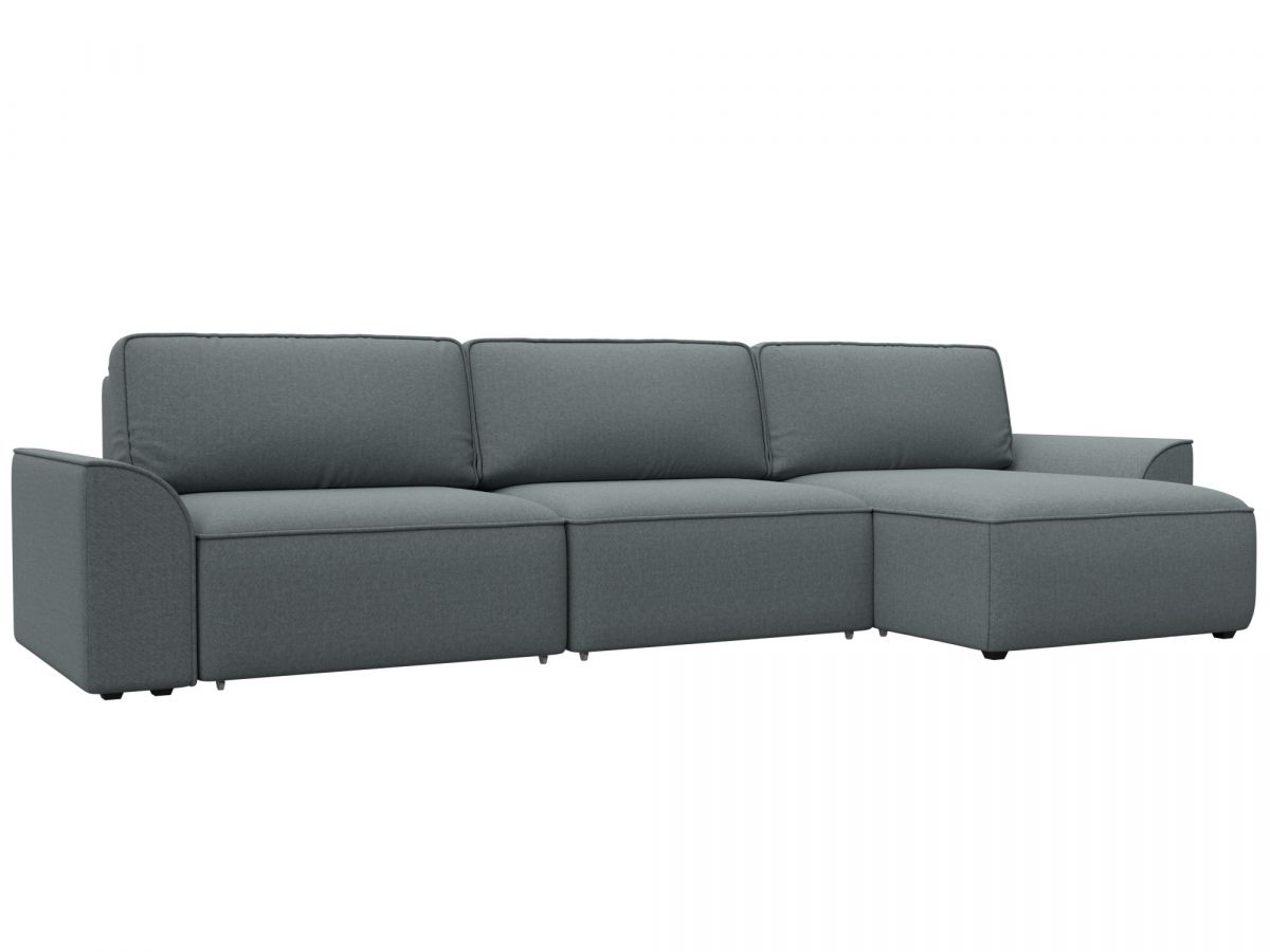 128486 Диван угловой Лига-048 НПБ лонг | рогожка | амур 07 серый