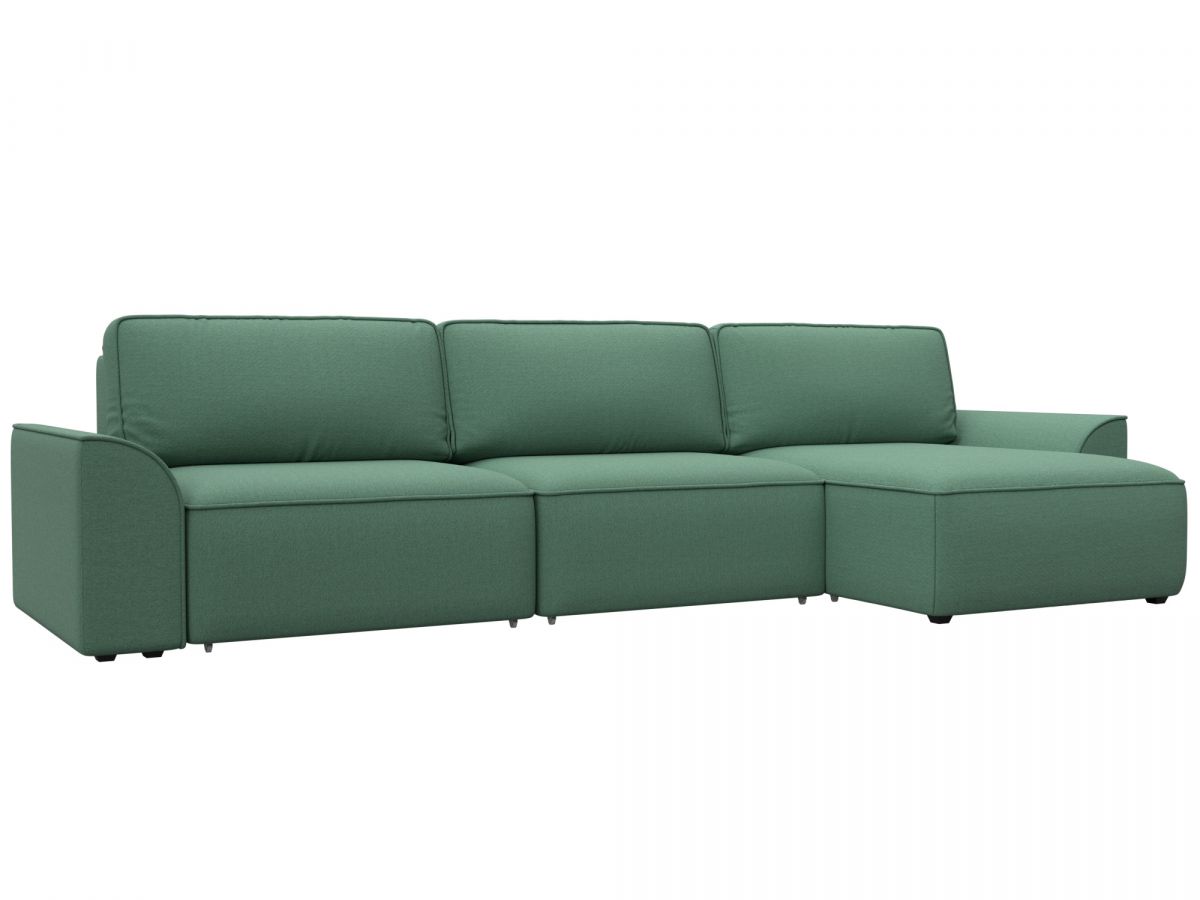 128488 Диван угловой Лига-048 НПБ лонг | рогожка | амур 11 зеленый
