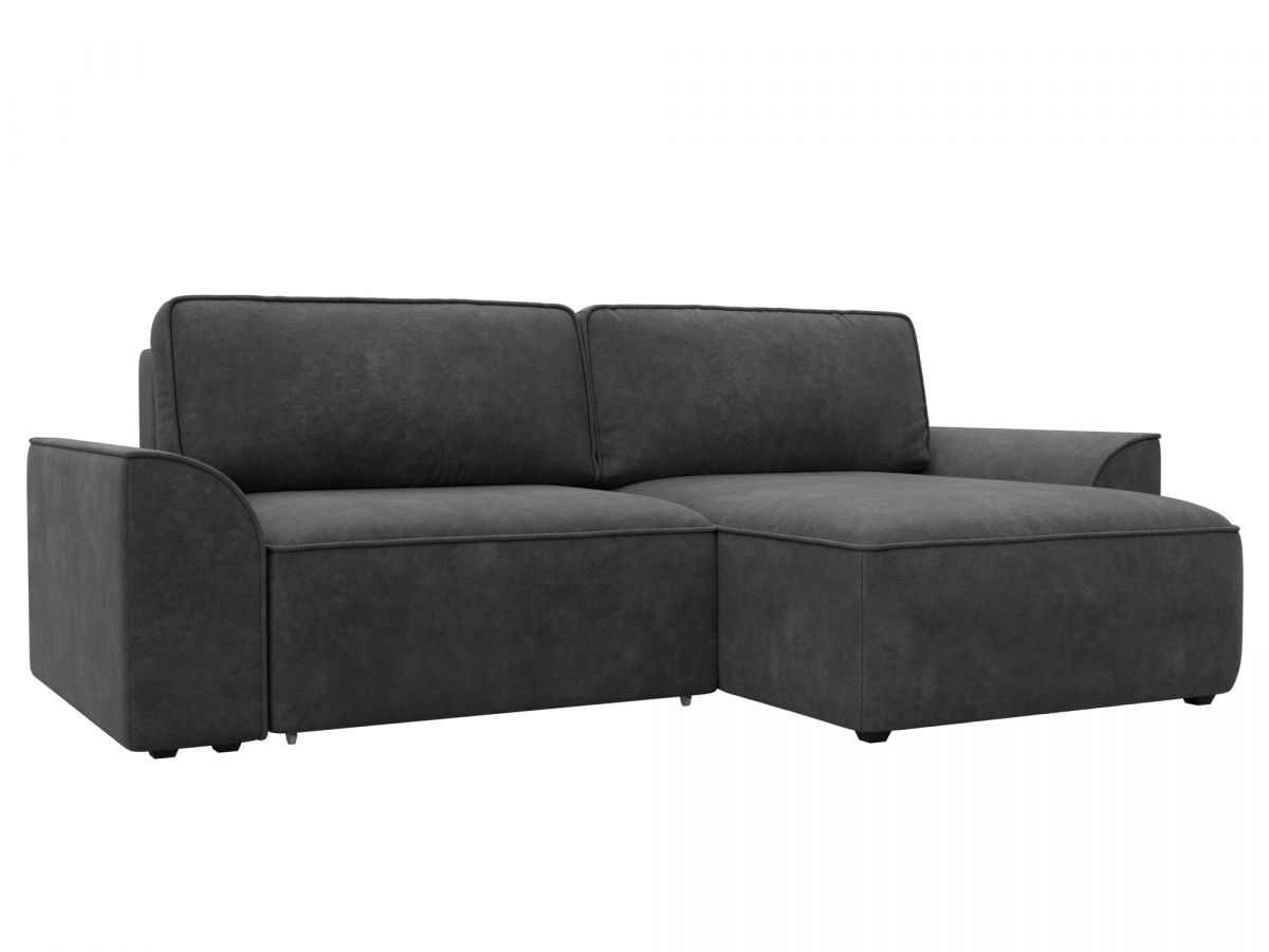128270 Диван угловой Лига-048 НПБ | велюр | brut 16 темно-серый