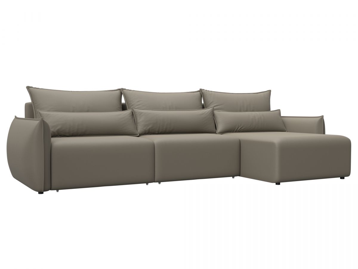 129890 Диван угловой Лига-051 НПБ Лонг угол универсальный | экокожа | grifon 04 бежевый