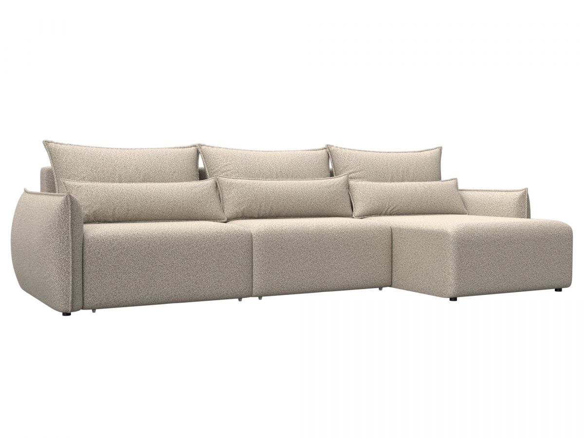 128669 Диван угловой Лига-051 НПБ Лонг угол универсальный | велюр | ness 04 бежевый