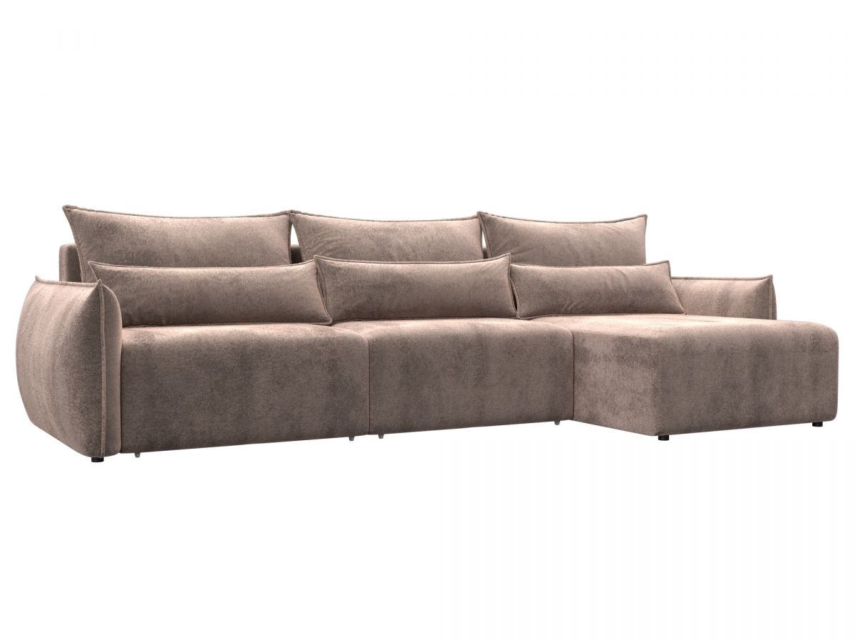 128665 Диван угловой Лига-051 НПБ Лонг угол универсальный | велюр | tower 05 бежевый