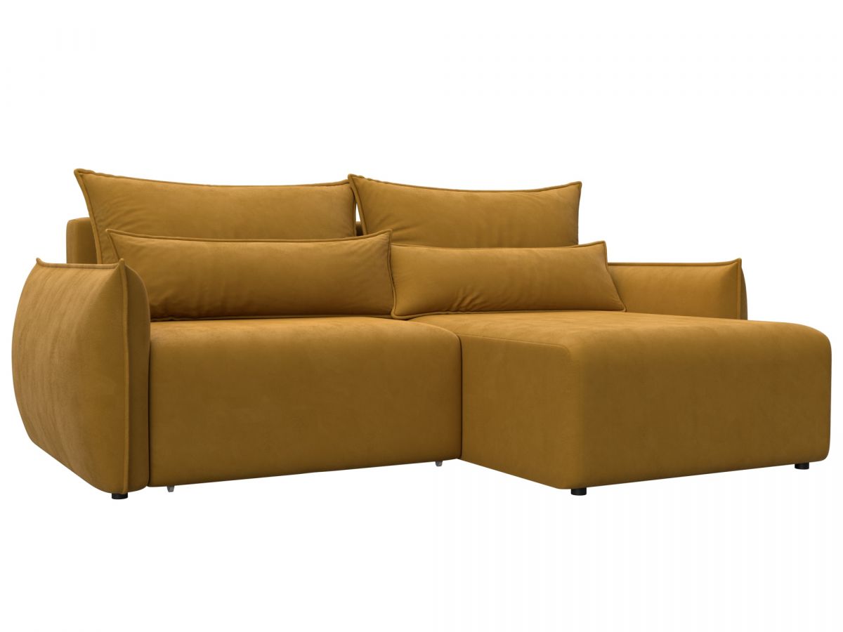 128716 Диван угловой Лига-051 НПБ угол универсальный | велюр | brut 10 желтый