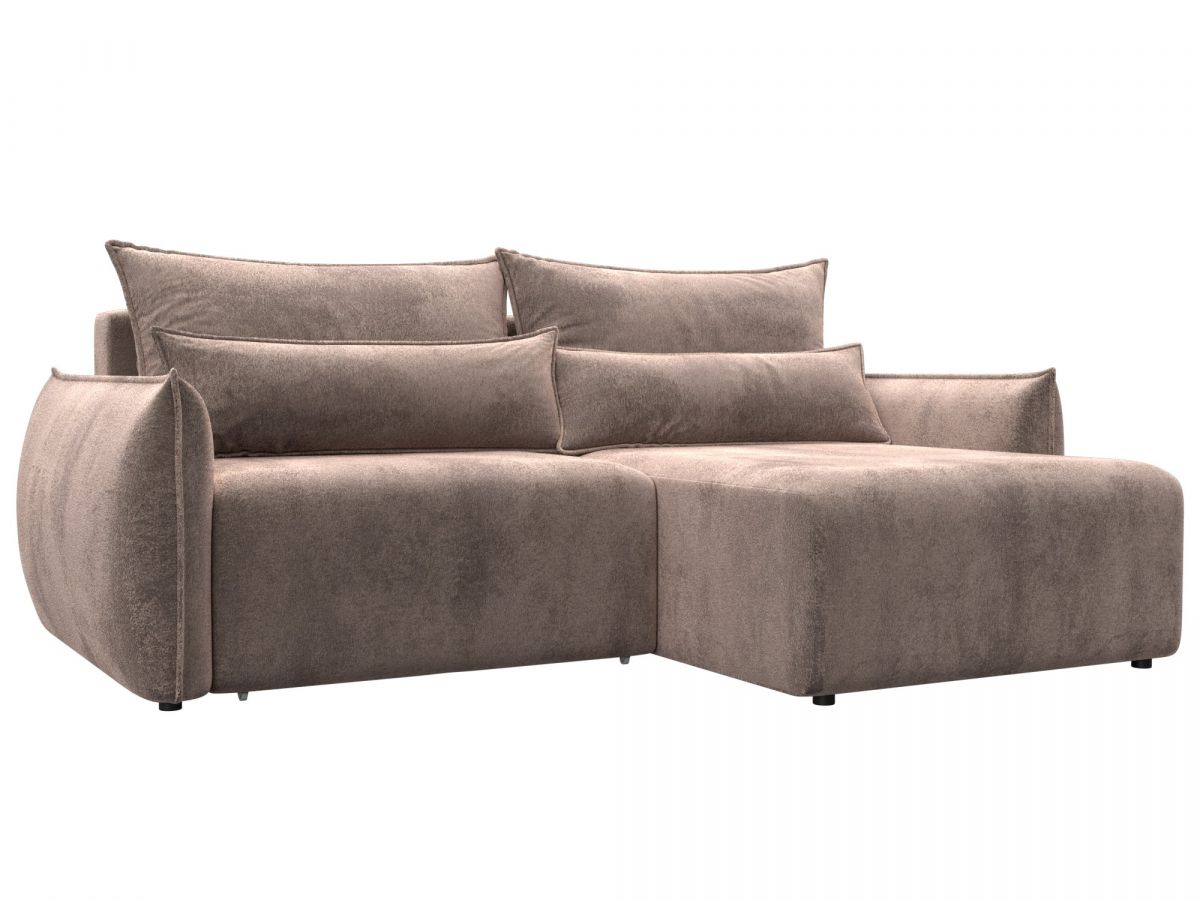 128652 Диван угловой Лига-051 НПБ угол универсальный | велюр | tower 05 бежевый