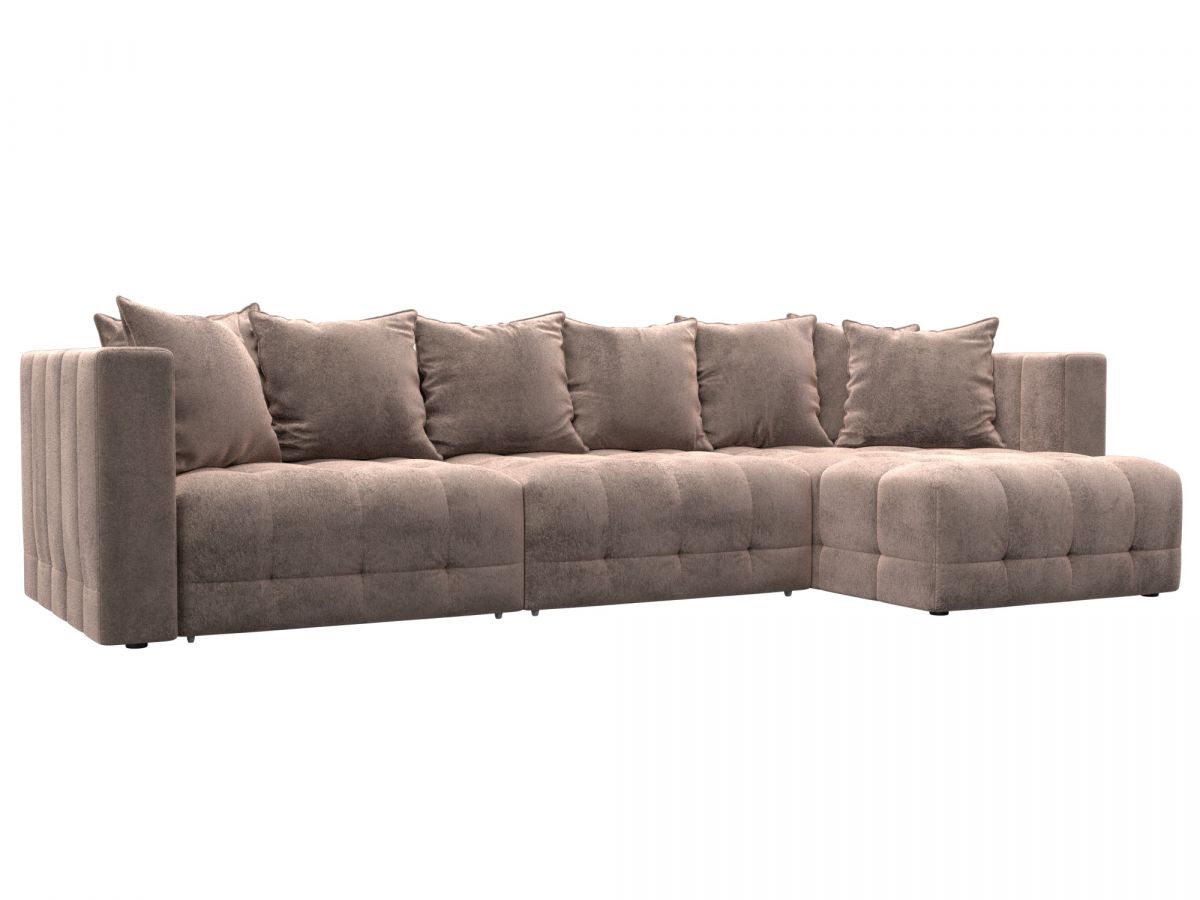 128819 Диван угловой Лига-052 НПБ Лонг угол универсальный | велюр | tower 05 бежевый