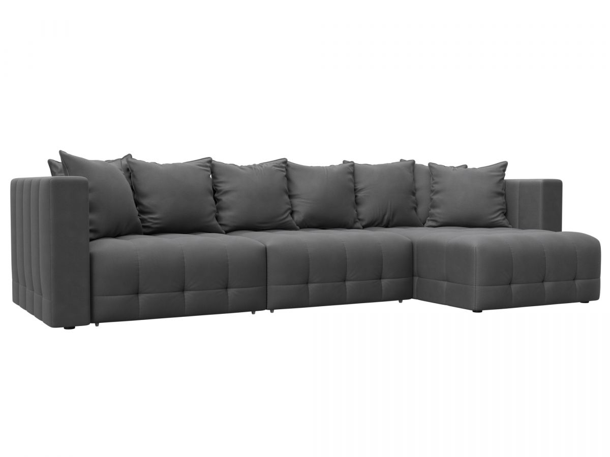 128838 Диван угловой Лига-052 НПБ Лонг угол универсальный | замша | joly 13 серый