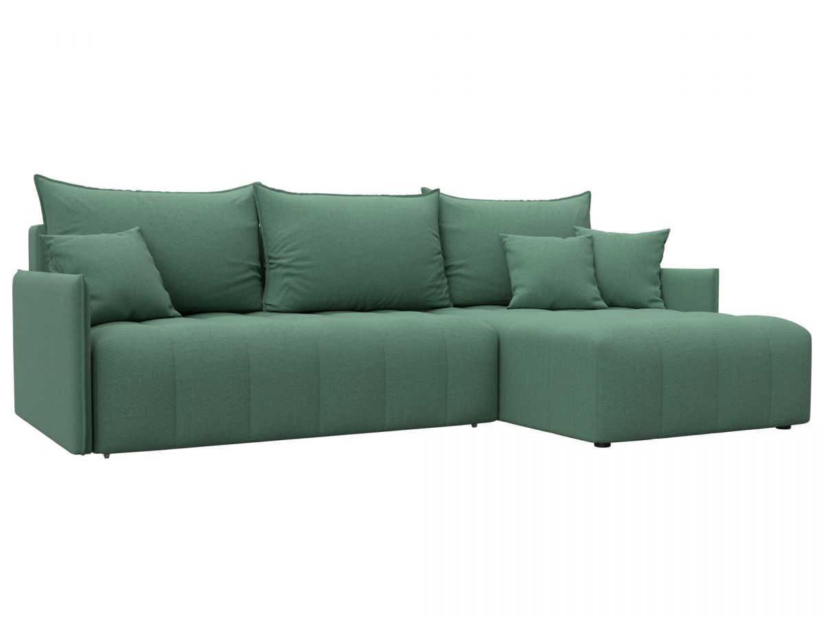 129026 Диван угловой Лига-054 НПБ угол универсальный | рогожка | амур 11 зеленый