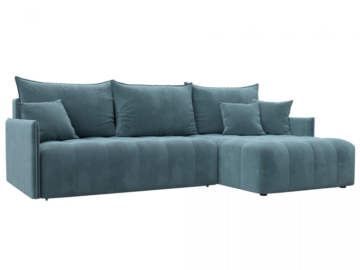 129028 Диван угловой Лига-054 НПБ угол универсальный | велюр | seven 113 бирюзовый