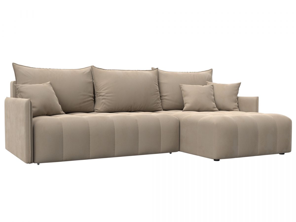 129027 Диван угловой Лига-054 НПБ угол универсальный | велюр | seven 729 бежевый