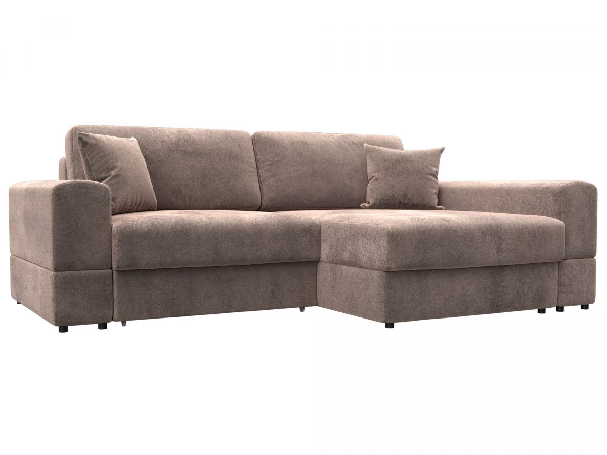 130224 Диван угловой Лига-055 НПБ угол универсальный | велюр | tower 05 бежевый