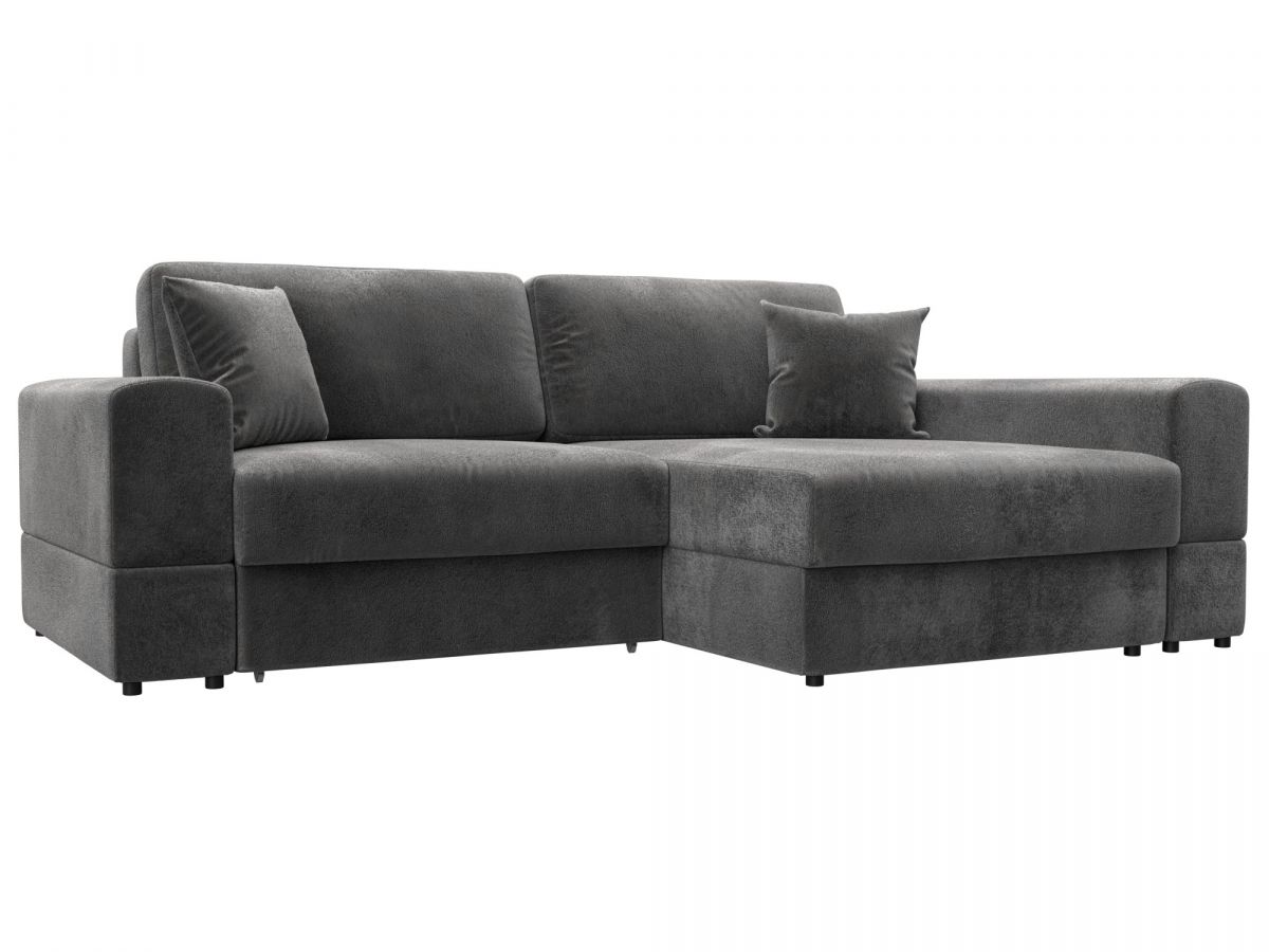 130226 Диван угловой Лига-055 НПБ угол универсальный | велюр | tower 10 серый