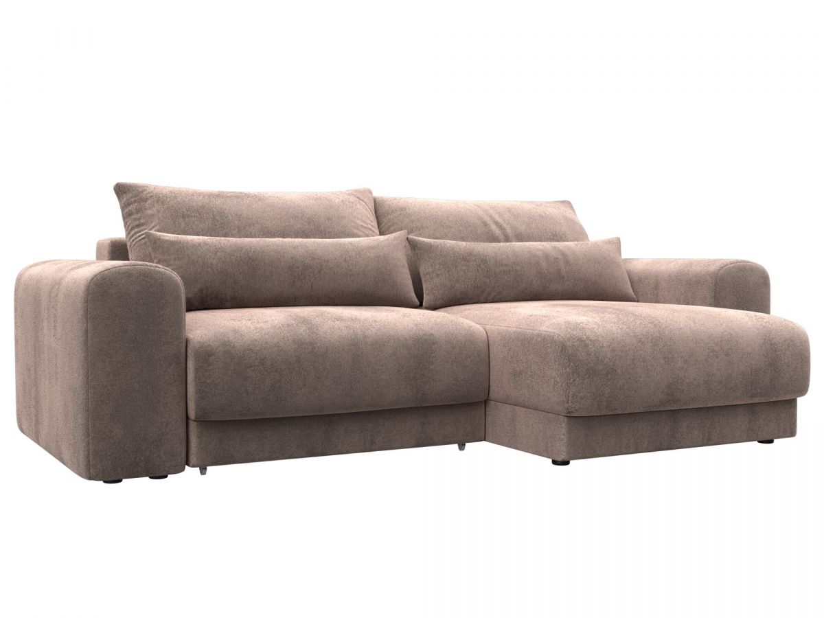 129150 Диван угловой Лига-056 НПБ угол универсальный | велюр | tower 05 бежевый