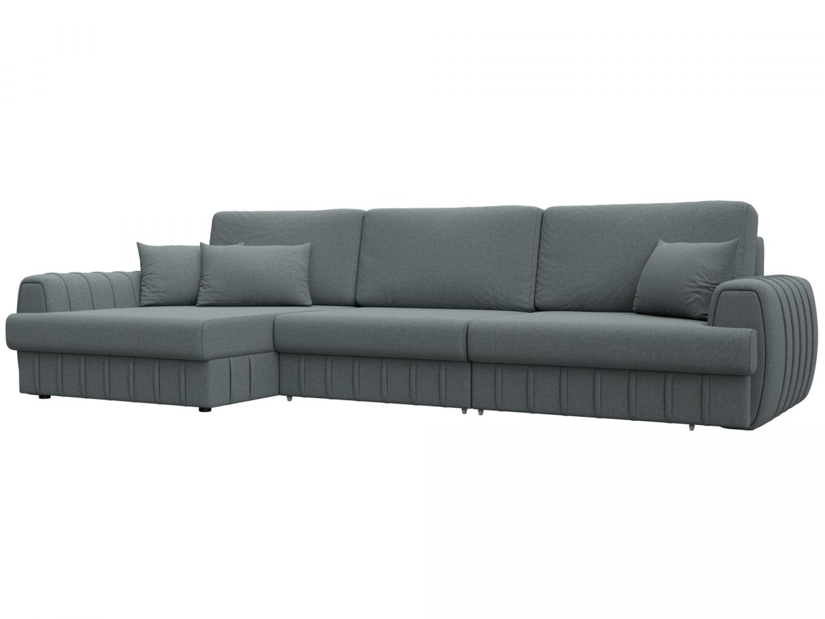 129294L Диван угловой Лига-057 НПБ Лонг угол левый | рогожка | амур 07 серый