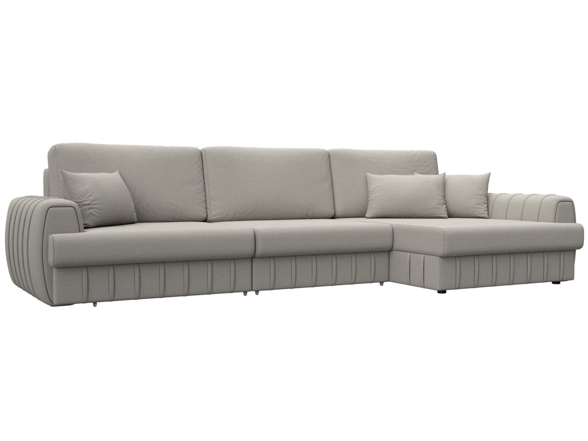 129292 Диван угловой Лига-057 НПБ Лонг угол правый | рогожка | амур 02 бежевый