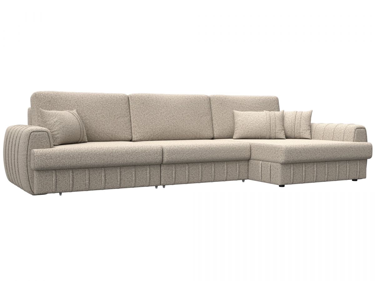 129308 Диван угловой Лига-057 НПБ Лонг угол правый | велюр | ness 04 бежевый