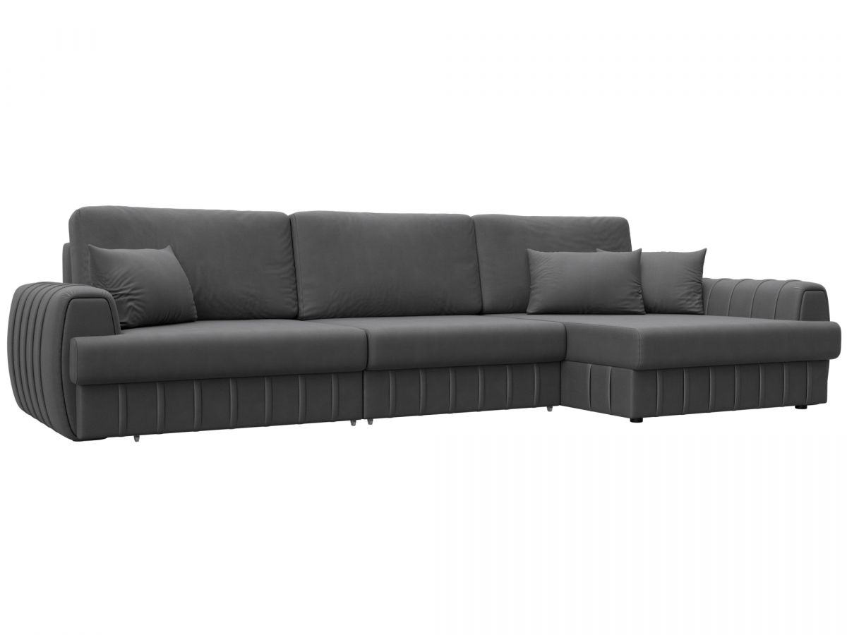 129314 Диван угловой Лига-057 НПБ Лонг угол правый | замша | joly 13 серый