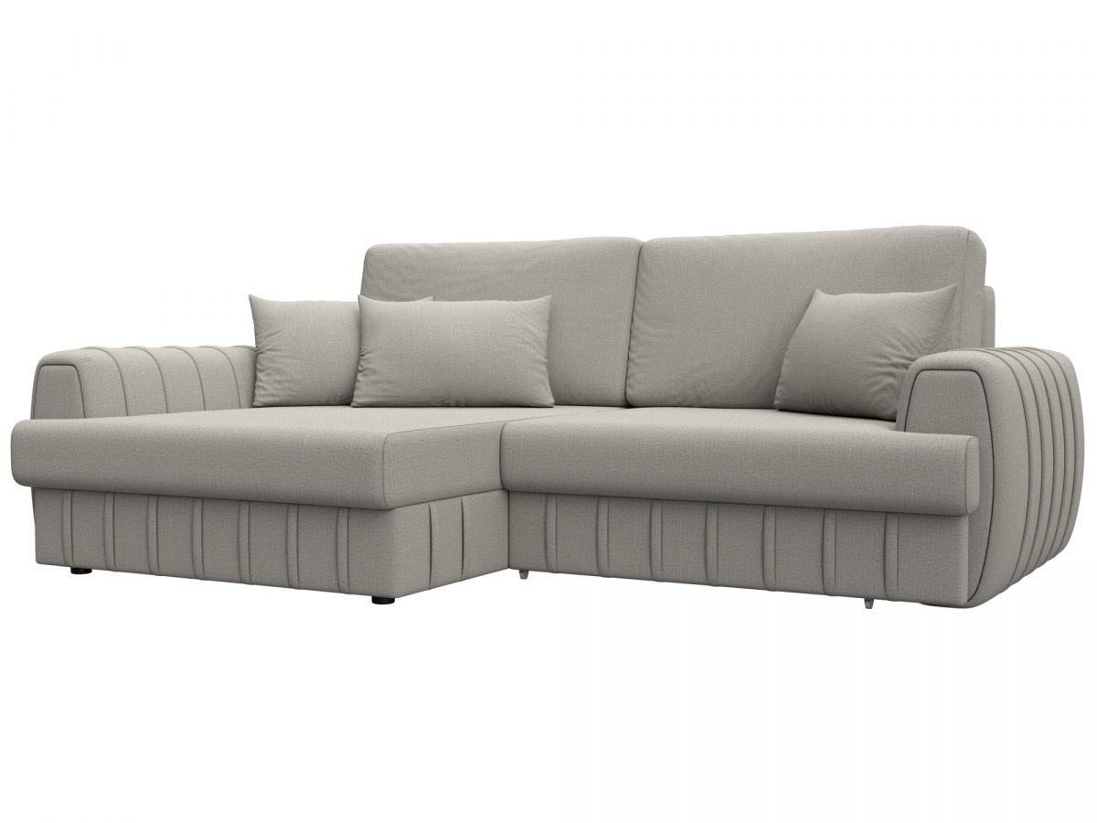 129263L Диван угловой Лига-057 НПБ угол левый | рогожка | амур 02 бежевый