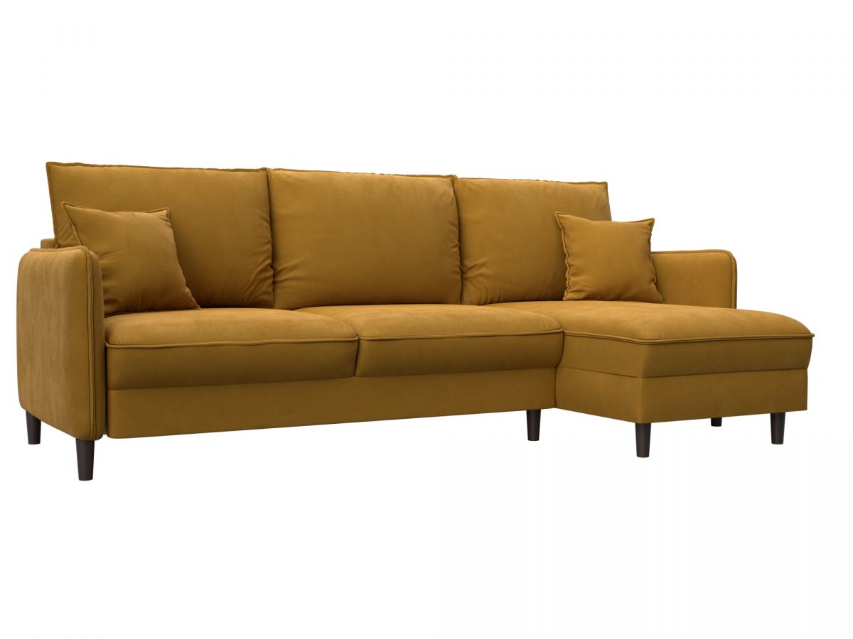 129640 Диван угловой Лига-064 НПБ угол универсальный | велюр | brut 10 желтый