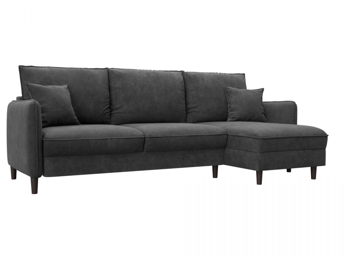 129641 Диван угловой Лига-064 НПБ угол универсальный | велюр | brut 16 темно-серый