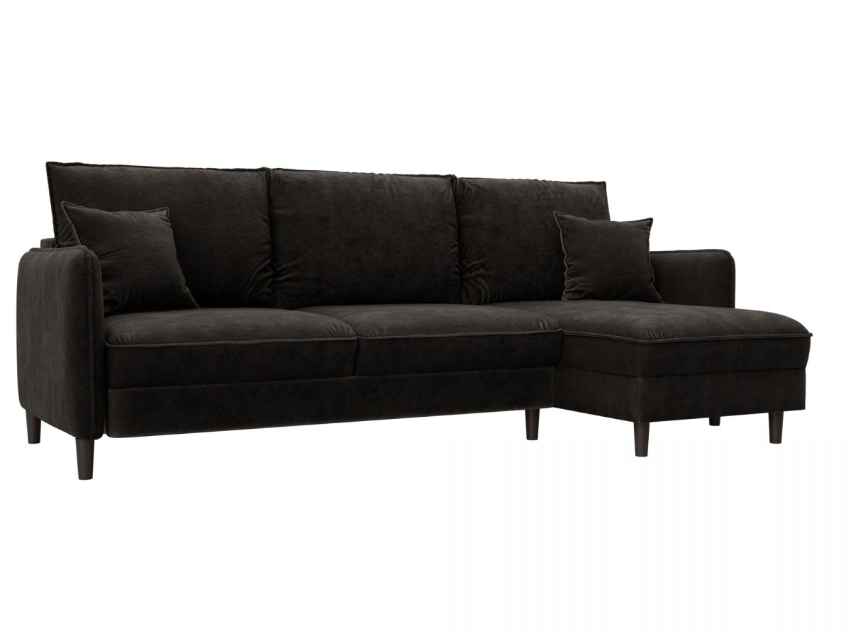 129644 Диван угловой Лига-064 НПБ угол универсальный | велюр | brut 17 коричневый