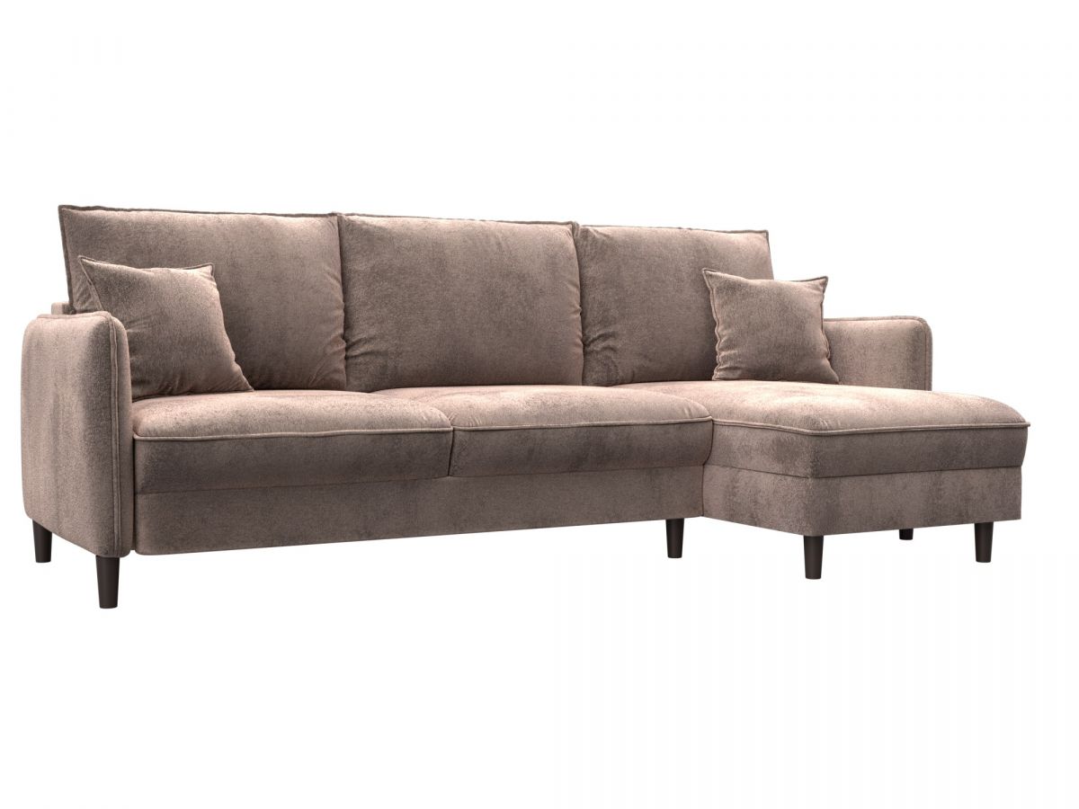 129627 Диван угловой Лига-064 НПБ угол универсальный | велюр | tower 05 бежевый