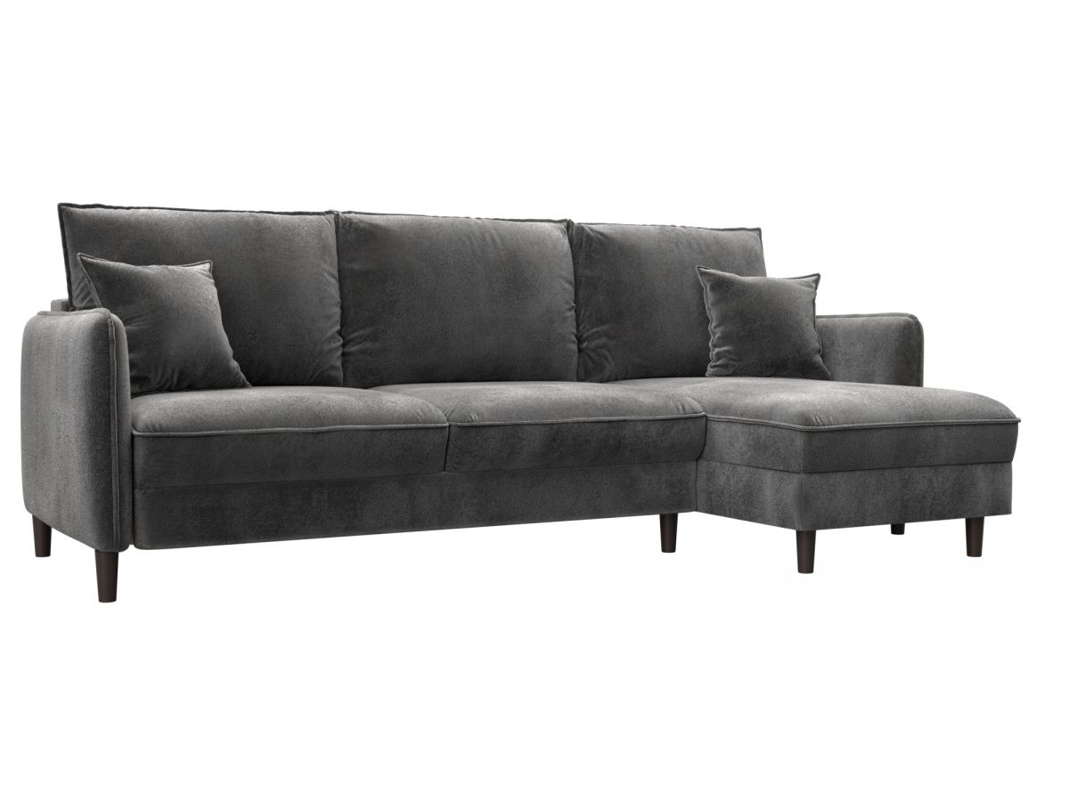 129629 Диван угловой Лига-064 НПБ угол универсальный | велюр | tower 10 серый