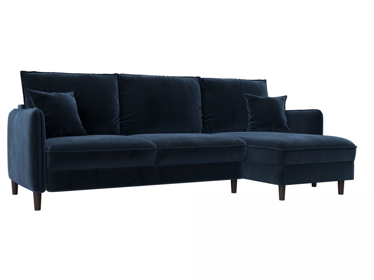 129628 Диван угловой Лига-064 НПБ угол универсальный | велюр | tower 13 синий
