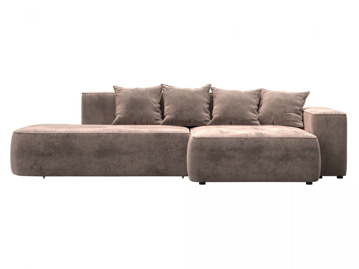 129807 Диван угловой Лига-065 угол правый | велюр | tower 05 бежевый