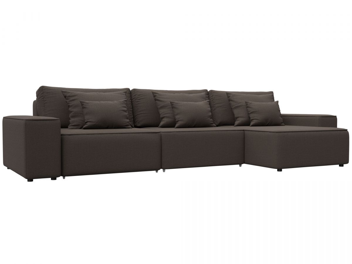 129856 Диван угловой Лига-074 угол универсальный | рогожка | амур 05 коричневый