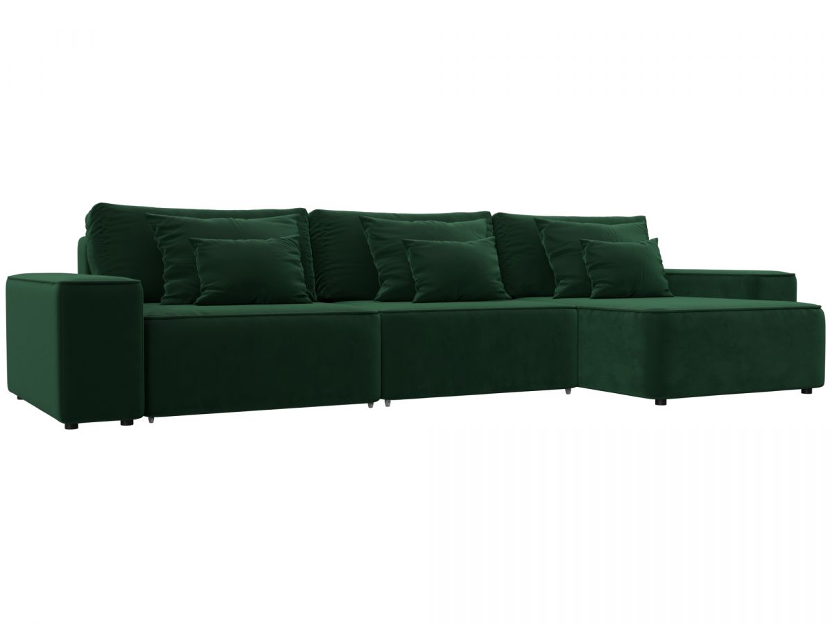 129862 Диван угловой Лига-074 угол универсальный | велюр | seven 626 зеленый