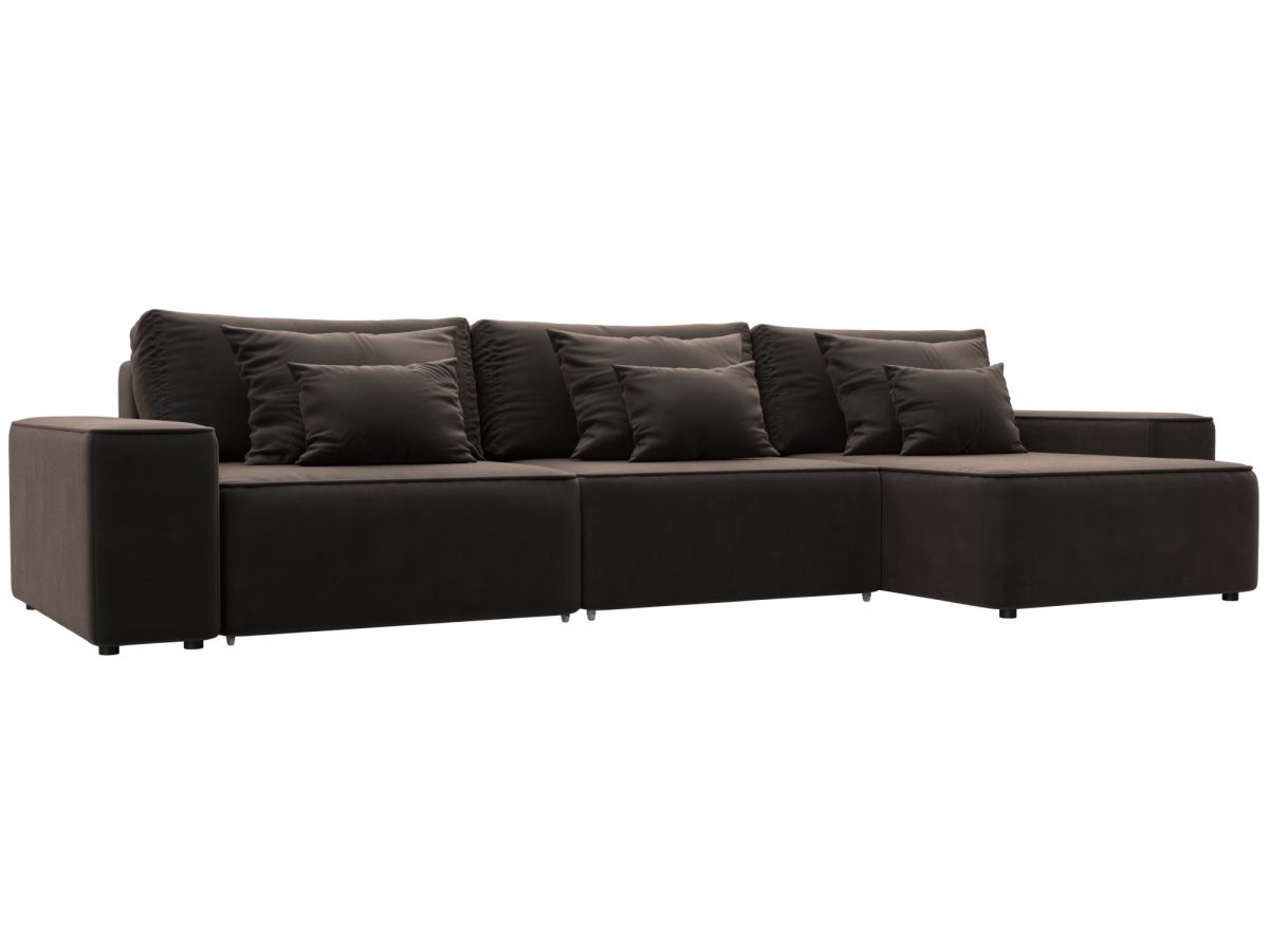 129864 Диван угловой Лига-074 угол универсальный | велюр | seven 727 коричневый