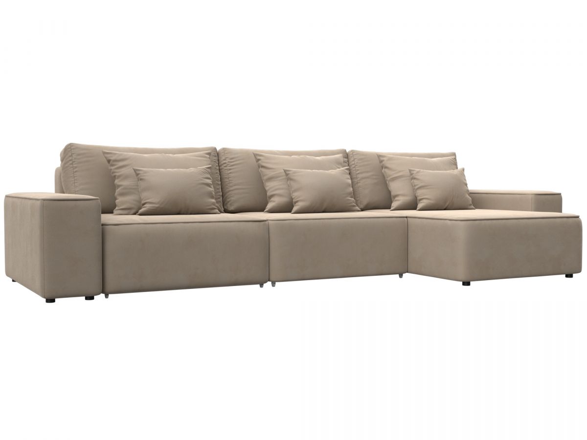 129860 Диван угловой Лига-074 угол универсальный | велюр | seven 729 бежевый