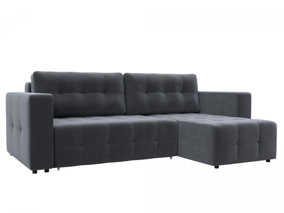 130021 Диван угловой Лига-075 угол универсальный | велюр | seven 17 серый