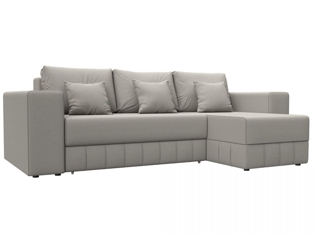 129835 Диван угловой Лига-076 угол универсальный | рогожка | амур 02 бежевый