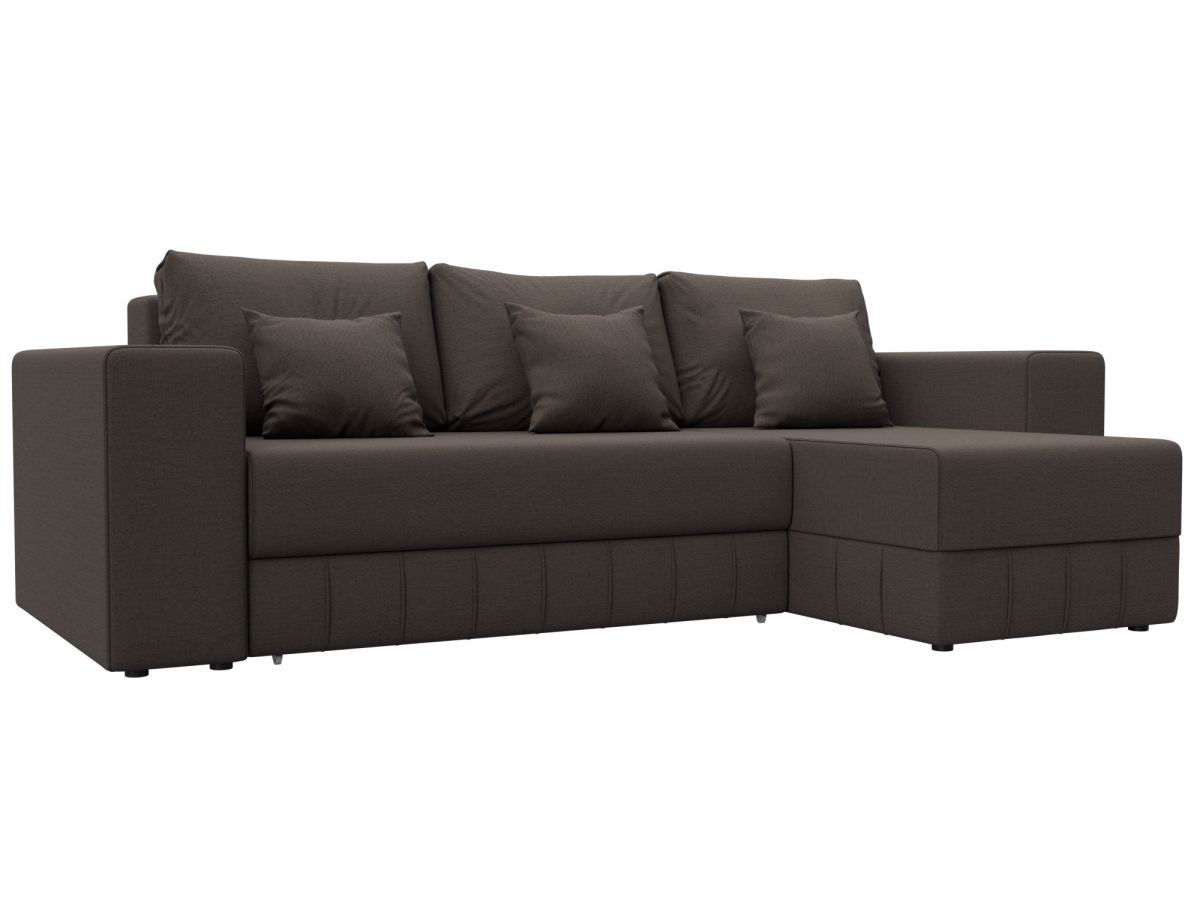 129836 Диван угловой Лига-076 угол универсальный | рогожка | амур 05 коричневый