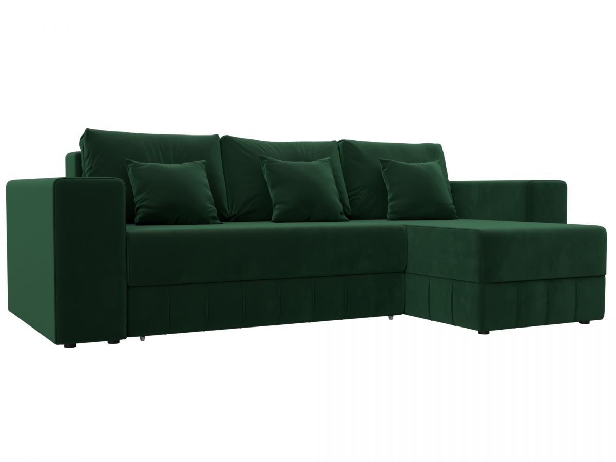 129842 Диван угловой Лига-076 угол универсальный | велюр | seven 626 зеленый