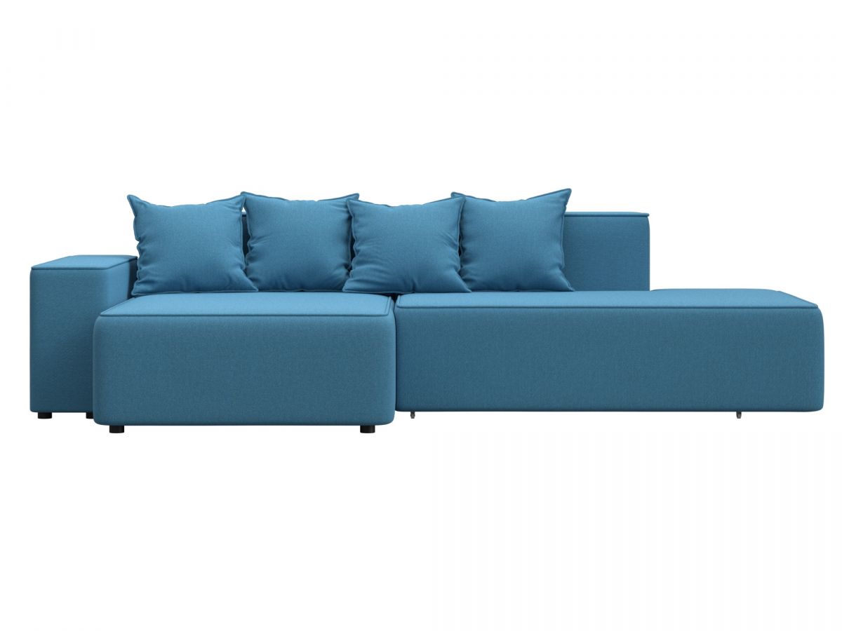 129814L Диван угловой Лига-079 угол левый | рогожка | амур 10 голубой