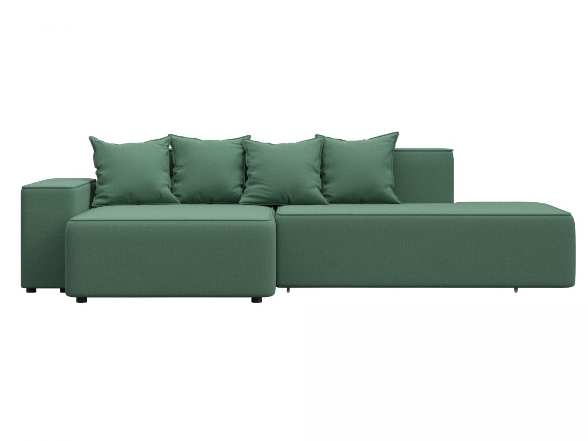 129815L Диван угловой Лига-079 угол левый | рогожка | амур 11 зеленый