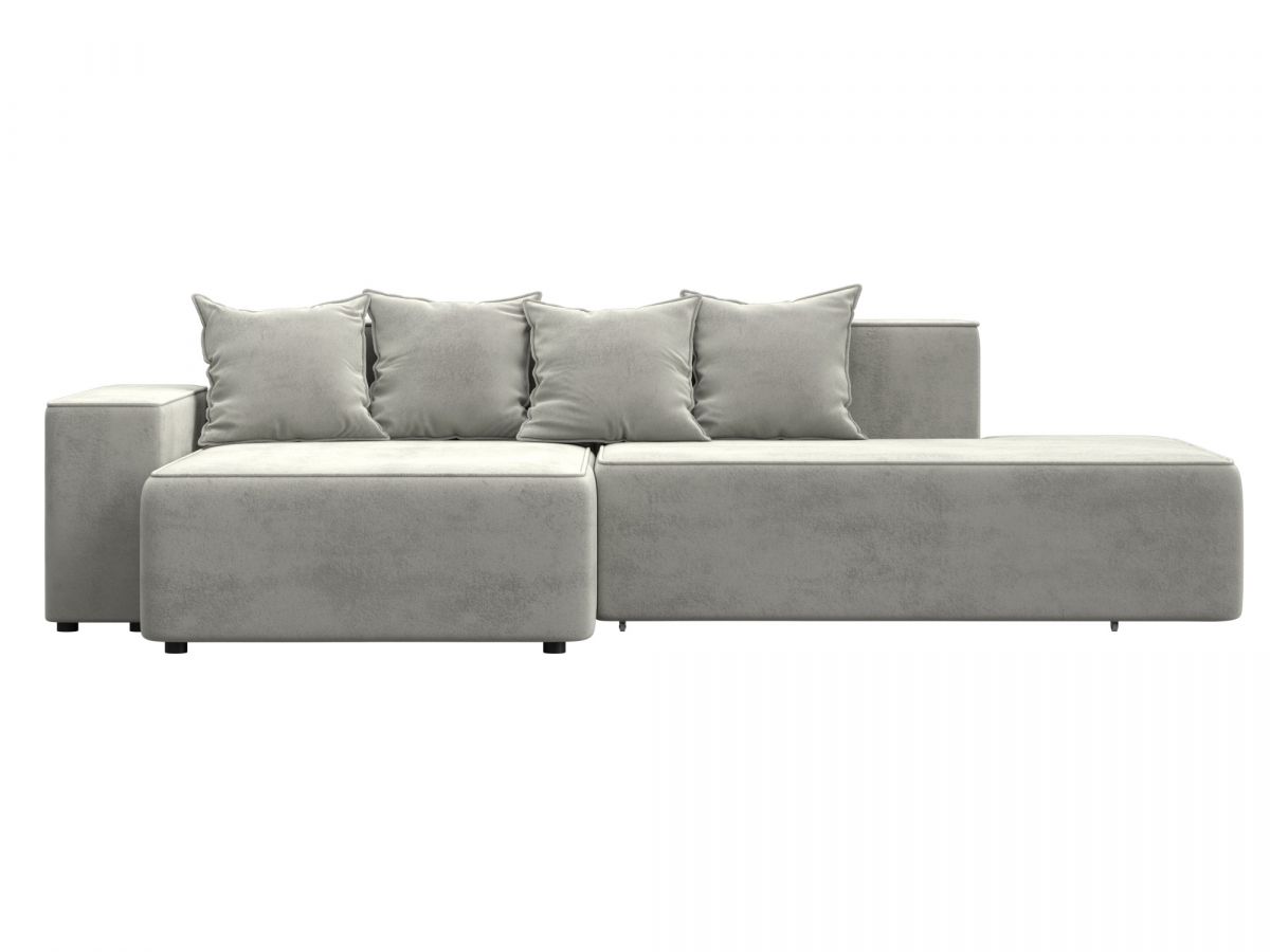 129820L Диван угловой Лига-079 угол левый | велюр | tower 01 молочный