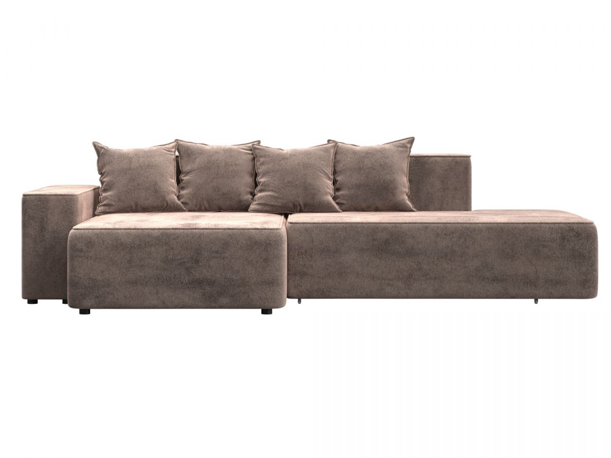 129821L Диван угловой Лига-079 угол левый | велюр | tower 05 бежевый