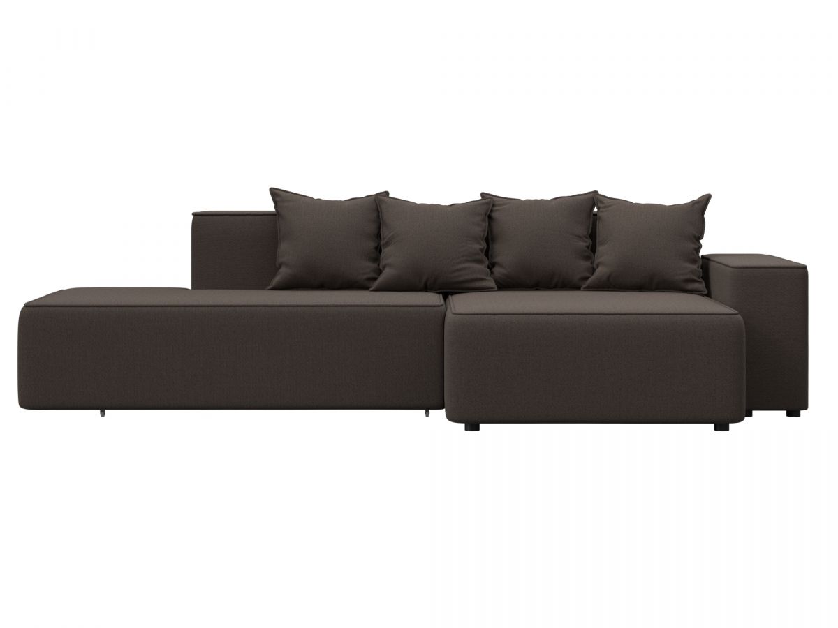 129812 Диван угловой Лига-079 угол правый | рогожка | амур 05 коричневый