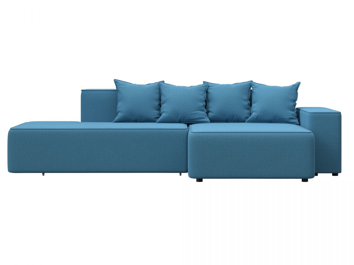 129814 Диван угловой Лига-079 угол правый | рогожка | амур 10 голубой