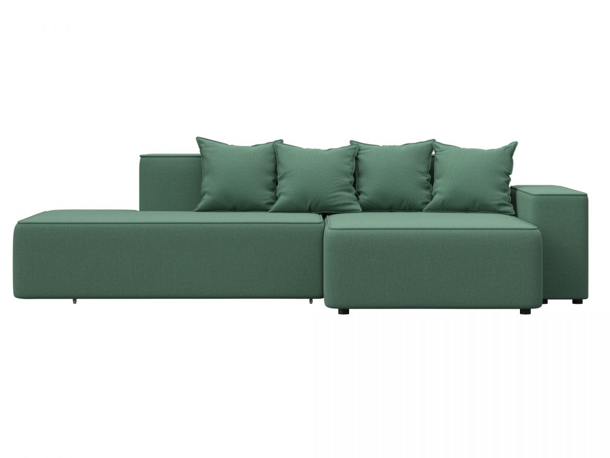 129815 Диван угловой Лига-079 угол правый | рогожка | амур 11 зеленый