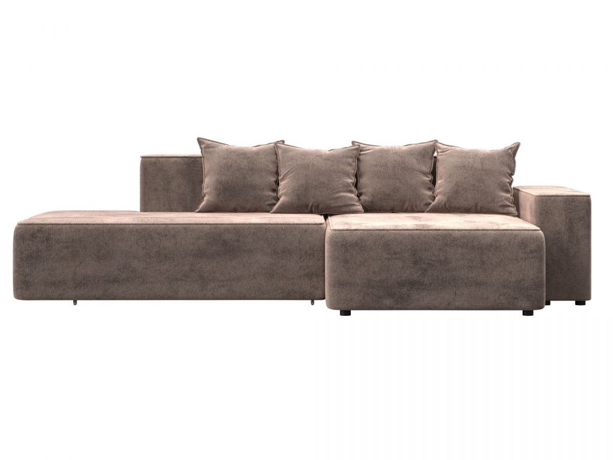 129821 Диван угловой Лига-079 угол правый | велюр | tower 05 бежевый