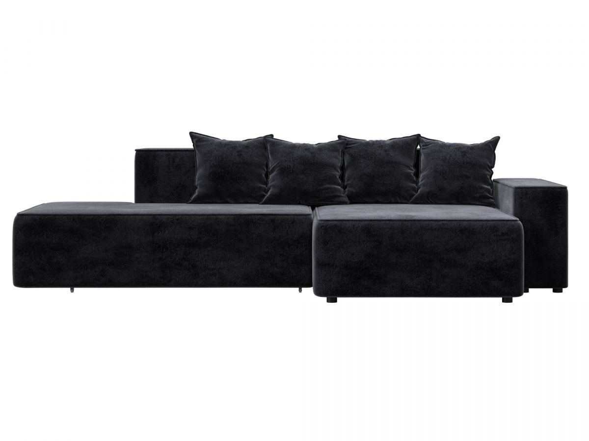 129824 Диван угловой Лига-079 угол правый | велюр | tower 11 темно-серый