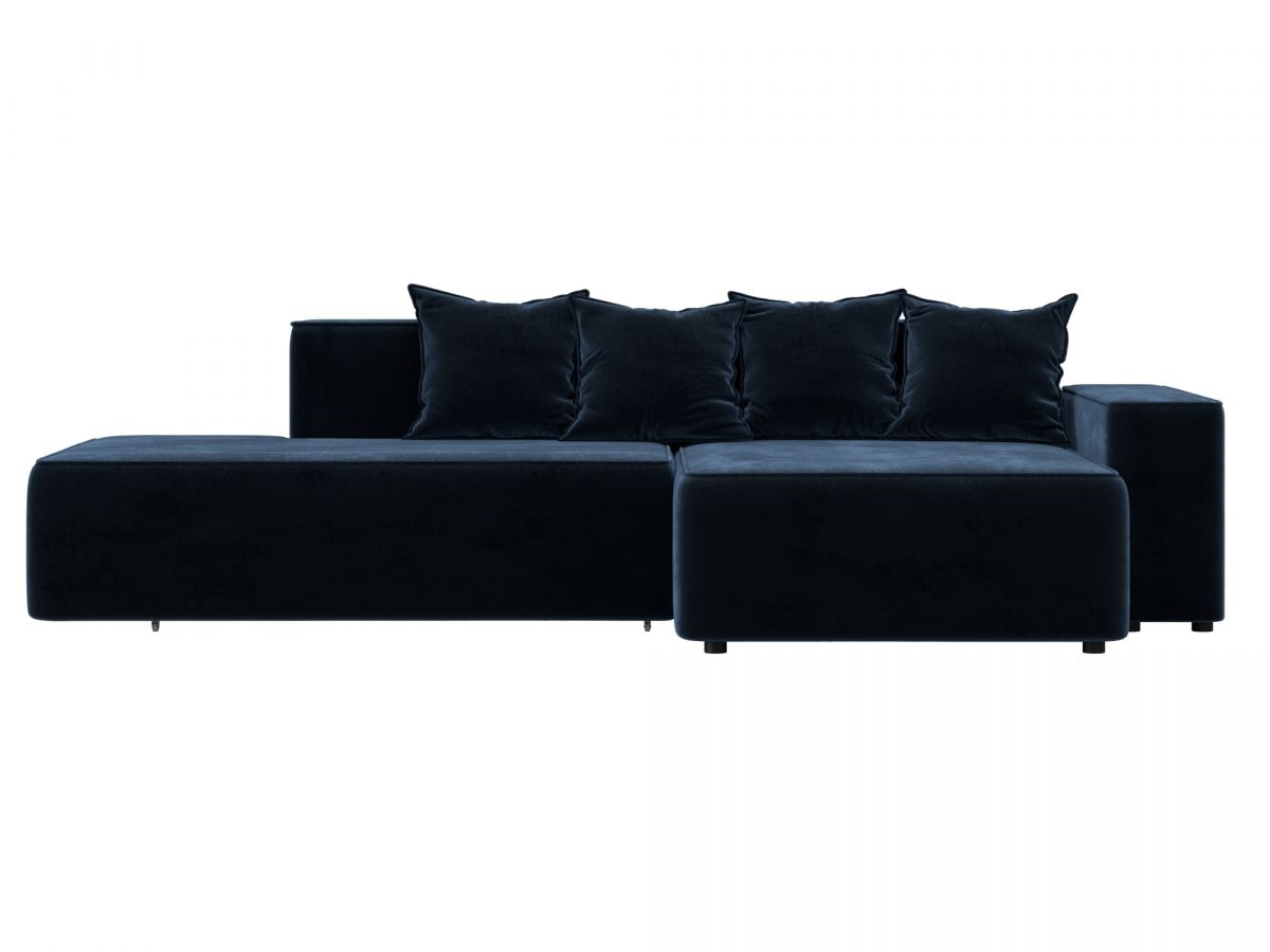129822 Диван угловой Лига-079 угол правый | велюр | tower 13 синий