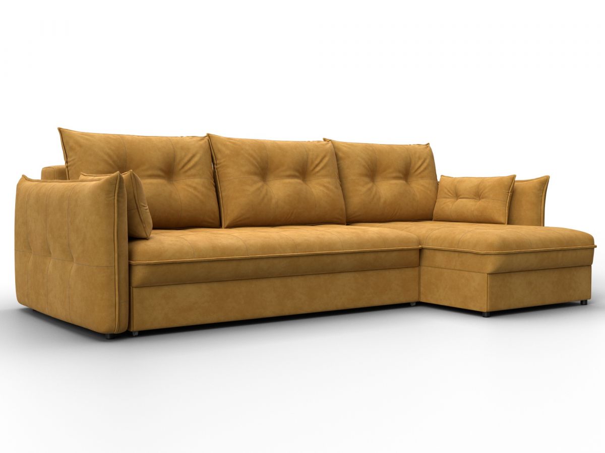 133658 Диван угловой Лига-100 НПБ угол универсальный | велюр | brut 10 желтый