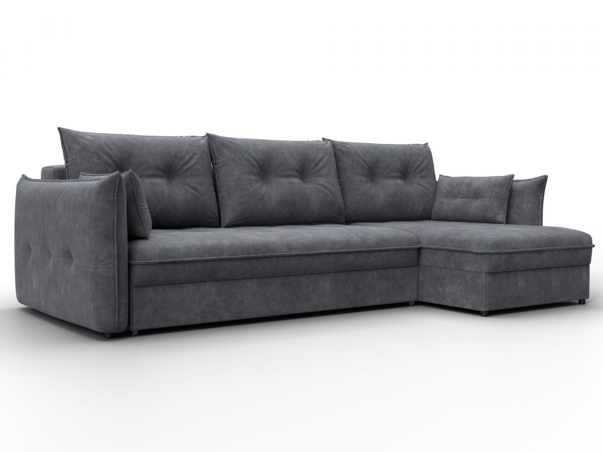 133659 Диван угловой Лига-100 НПБ угол универсальный | велюр | brut 16 темно-серый
