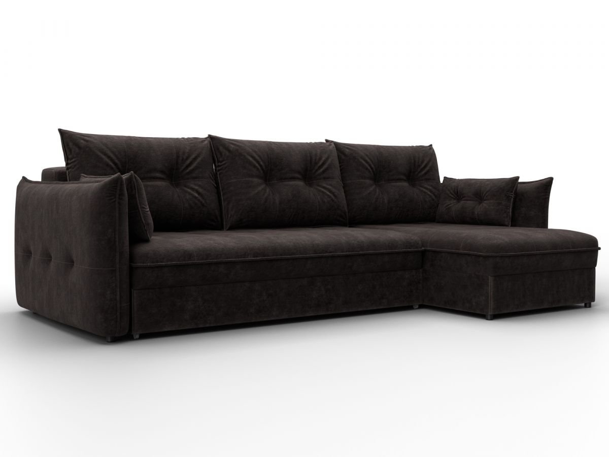133662 Диван угловой Лига-100 НПБ угол универсальный | велюр | brut 17 коричневый